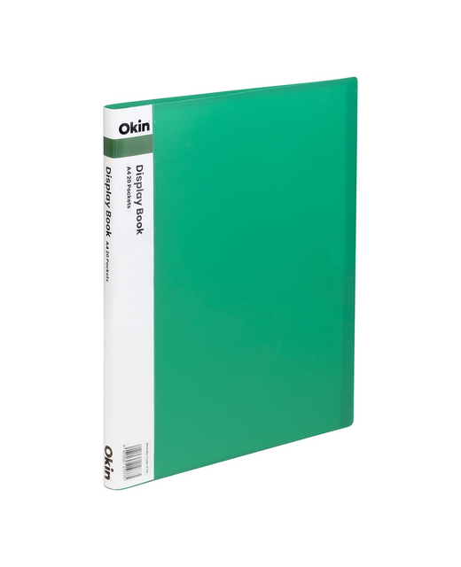 OKIN DISPLAY BOOK A4 WITH INSERT SPINE 20 POCKET GREEN