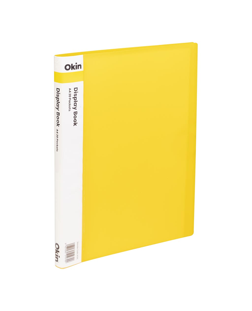 OKIN DISPLAY BOOK A4 WITH INSERT SPINE 20 POCKET YELLOW