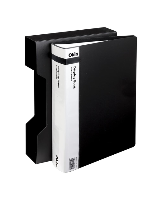 OKIN DISPLAY BOOK A4 WITH INSERT SPINE 100 POCKET WITH CASE BLACK