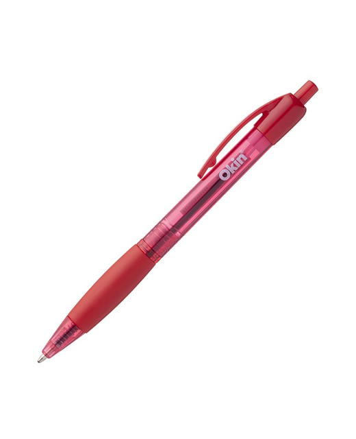 OKIN BALLPOINT RETRACTABLE PEN WITH GRIP RED