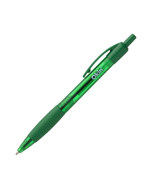OKIN BALLPOINT RETRACTABLE PEN WITH GRIP MEDIUM GREEN