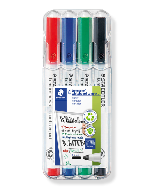 WHITEBOARD MARKER STAEDTLER COMPACT WALLET 4 ASSTD