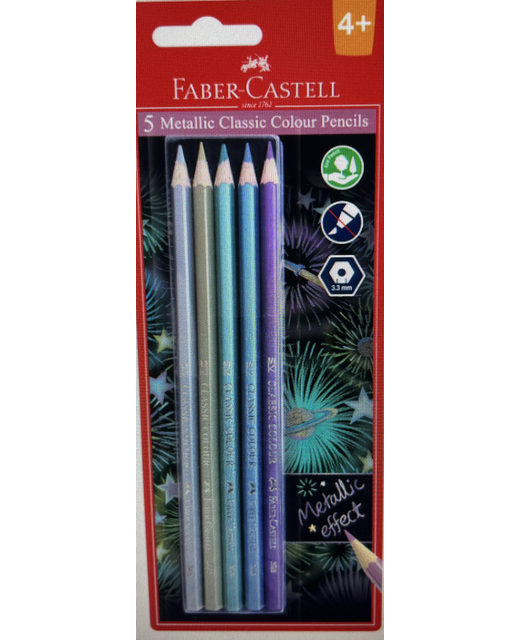 COLOURED PENCILS FABER CASTELL METALLIC 5 PACK
