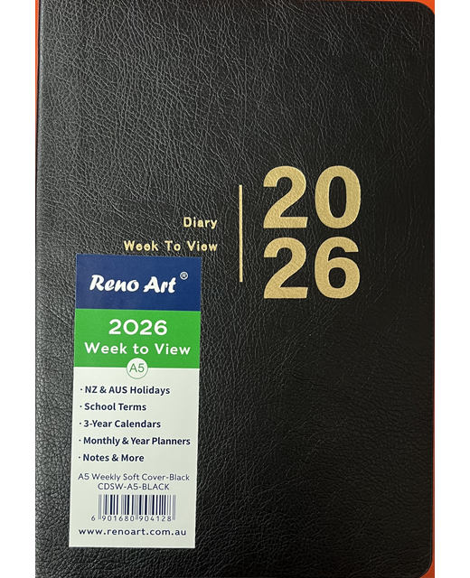 2026 DIARY A5 RENO WEEK TO VIEW SC BLACK
