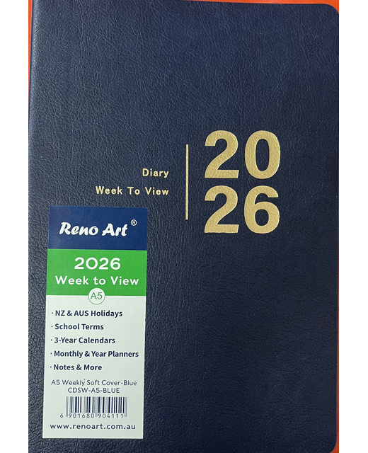 2026 DIARY A5 RENO WEEK TO VIEW SC BLUE