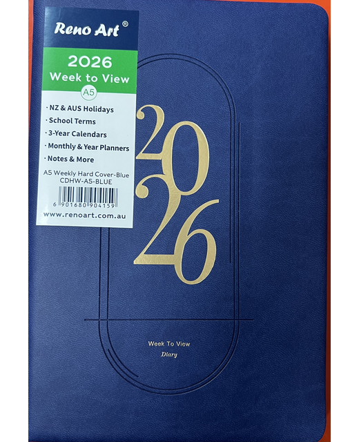 2026 DIARY A5 RENO WEEK TO VIEW HC BLUE