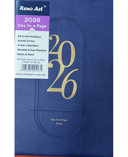 2026 DIARY A5 RENO DAY TO PAGE HC BLUE