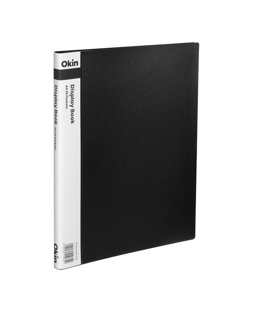 OKIN DISPLAY BOOK A4 WITH INSERT SPINE 20 POCKET BLACK
