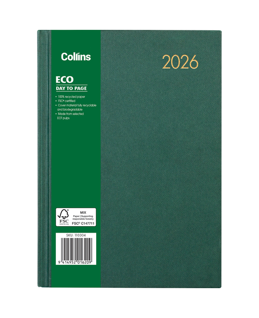 DIARY 2026 Milford Eco A51 Day Per Page Diary Even Year