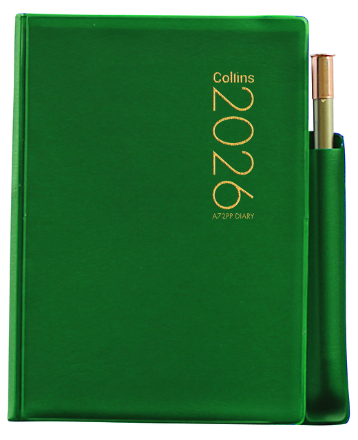 DIARY 2026 Collins Diary A72PP Green With Pencil Even Year