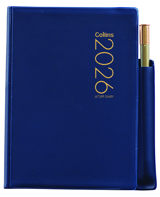 DIARY 2026 Collins Diary A72PP Navy With Pencil Even Year With Pencil