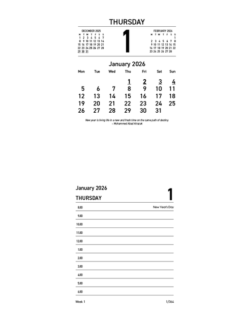 DIARY 2026 COLLINS CALENDAR REFILL 13H