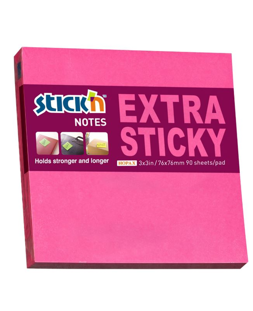 Stick'n Note Extra Sticky 76x76mm 90 Sheet Neon Magenta