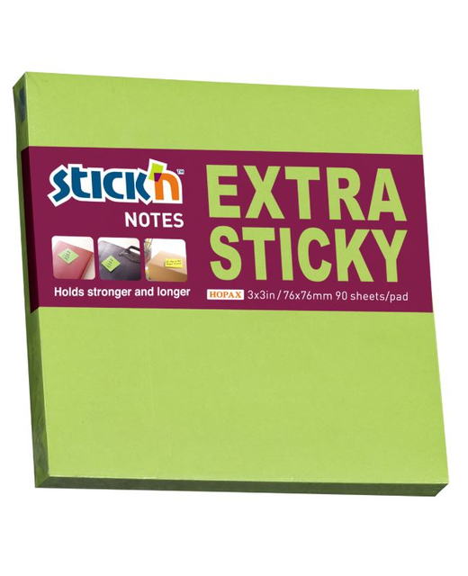 Stick'n Note Extra Sticky 76x76mm 90 Sheet Neon Green