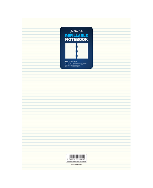 FILOFAX NOTEBOOK REFILL A4 RULED WHITE