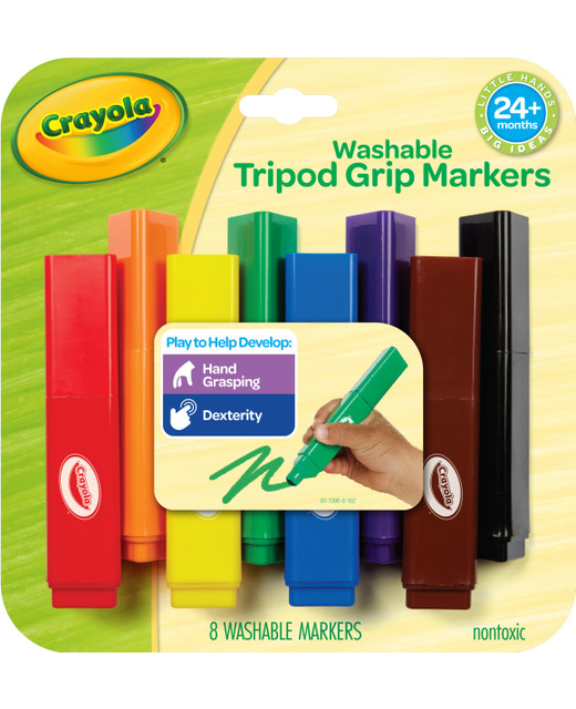 Crayola Young Kids Washable Tripod Grip Markers 8Pk