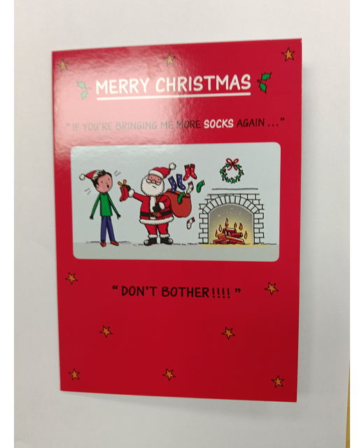 HUMOR CHRISTMAS CARD SOCKS