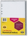 Marbig PP 1-54 Tab A4 Lever Arch/Binder Divider/Indices Filing Document Grey