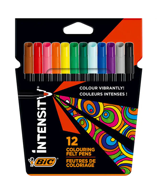 BiC Intensity Fibre Tip Felt Pens Pack of 12 Shades