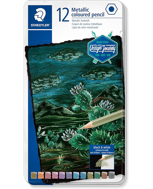 Coloured Pencils Metallic Staedtler 12 Pack Tin