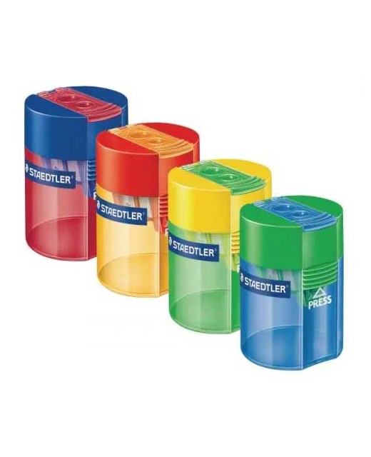 SHARPENER STAEDTLER ASSORTED COLOUR DOUBLE HOLE TUB PLASTIC 512 006