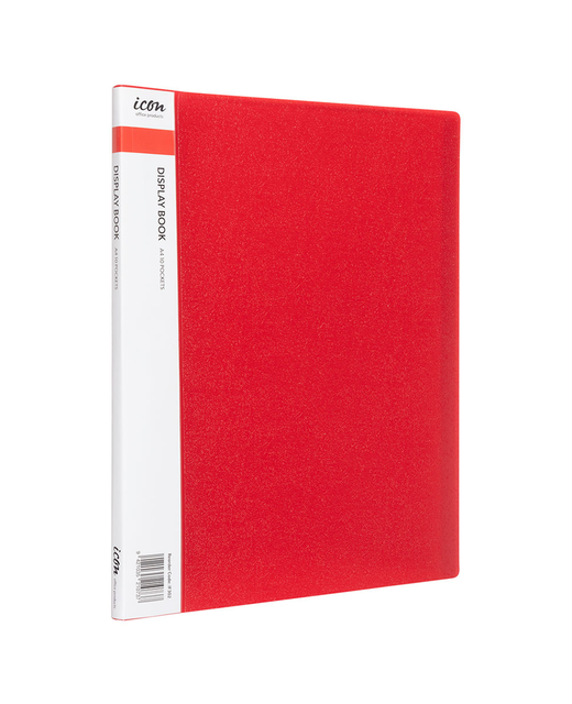 ICON DISPLAY BOOK A4 WITH INSERT SPINE 10 POCKET RED