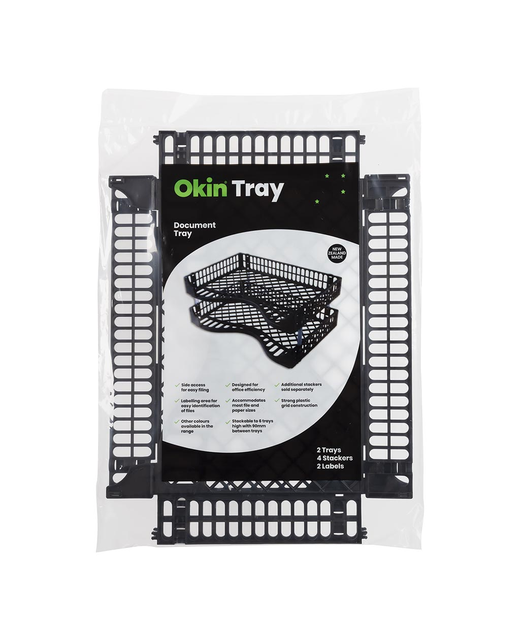OKIN DOCUMENT TRAY BLACK PACK OF 2