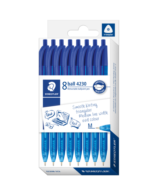Pen Staedtler Ballpoint Medium Blue 8 Pack
