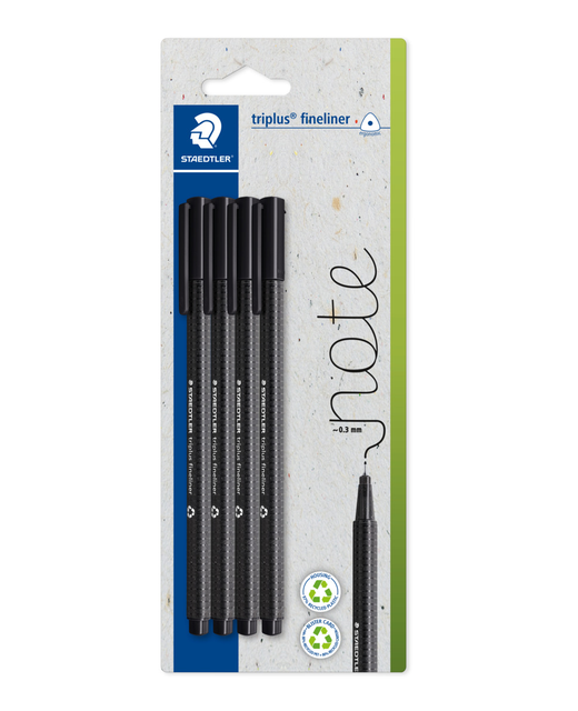 Triplus fineliner Note Black 4 Pack