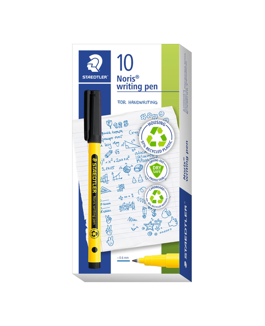 Noris Fine Writing Pen Black 10 Pack