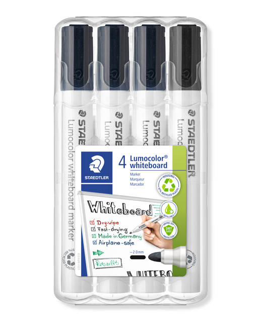 Whiteboard Marker Lumocolor Black 4 Pack