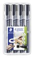 Permanent Marker Lumocolor Chisel Black 4 Pack