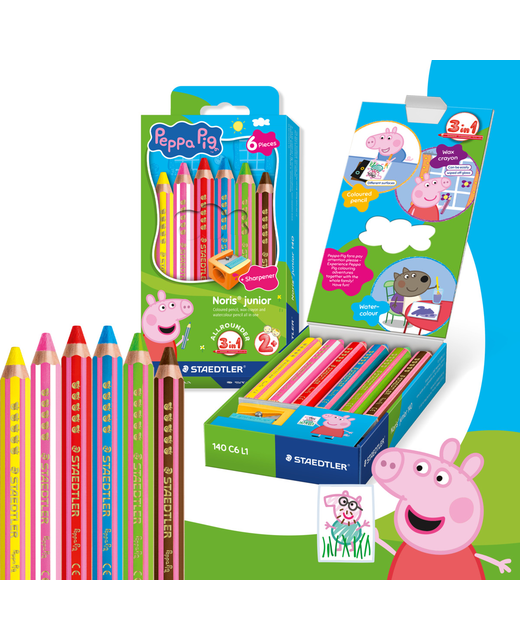 Peppa Pig Noris Junior 3 in 1 Color Pencils 6 Pack