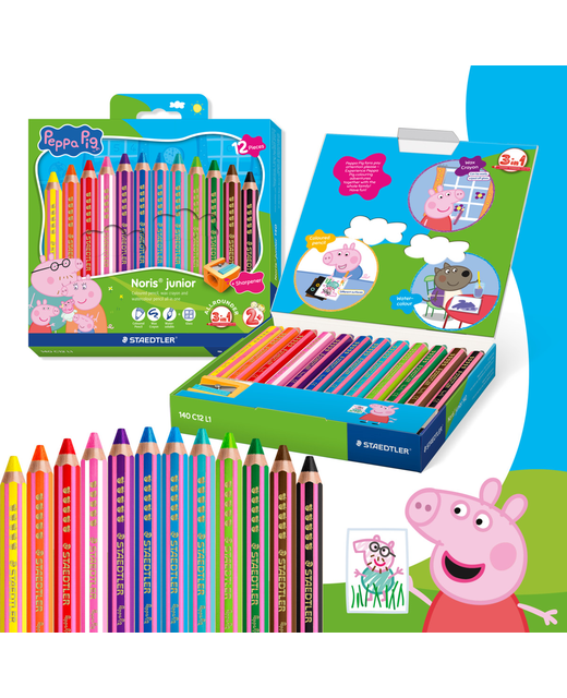 Peppa Pig Noris Junior 3 in 1 Color Pencils 24 Pack