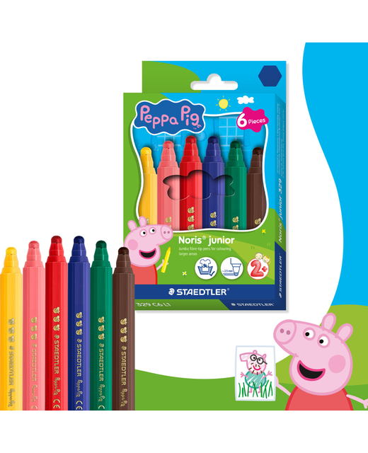 Peppa Pig Fibre Tip Pens Noris Junior 6 Pack