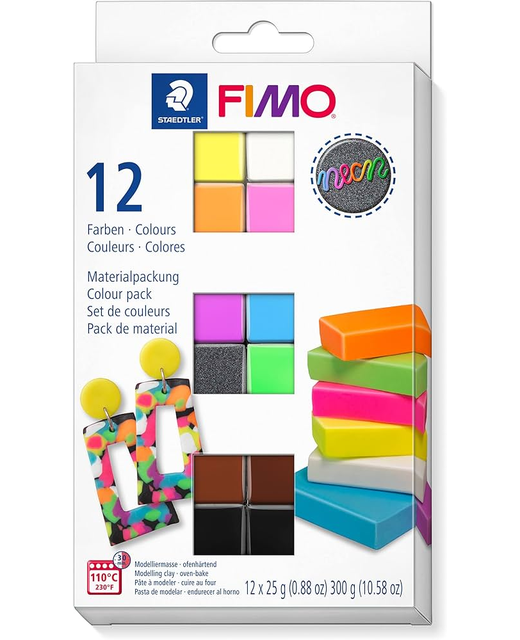 Modelling Clay Staedtler Fimo Effect Neon Starter Kit 300g 12 Pack