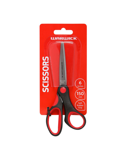 WARWICK SCISSORS SOFT GRIP BLACK AND RED 150MM 6 INCH