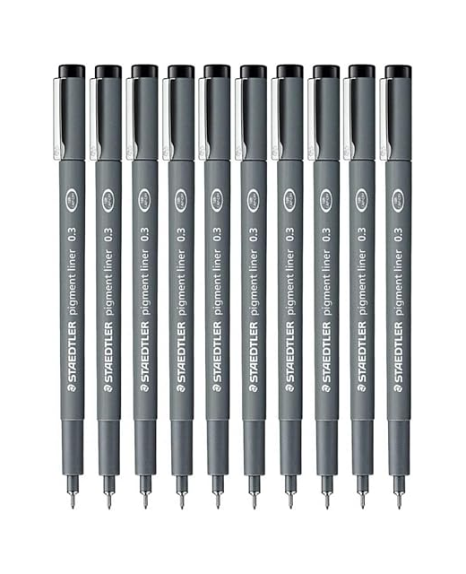 Pigment Liner 0.3mm Staedtler Black 10 Pack