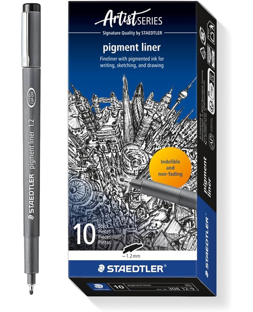 Pigment Liner 1.2mm Staedtler Black 10 Pack