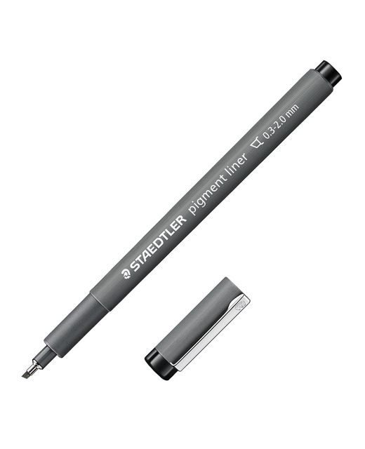 Pigment Liner Staedtler Chisel Black 10 Pack