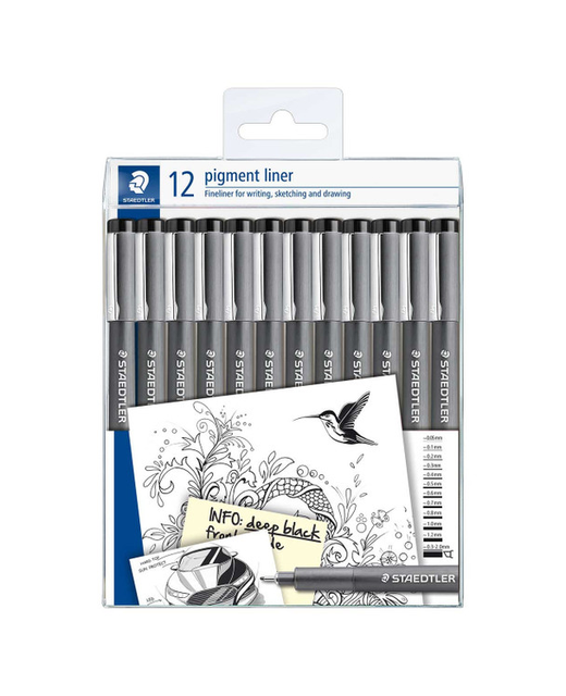 Pigment Liner Staedtler Black 12 Pack