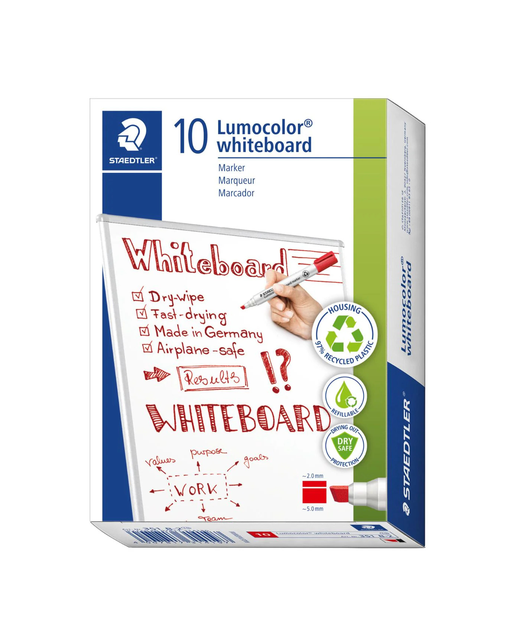 Whiteboard Marker Staedtler Lumocolor Chisel Red Box of 10
