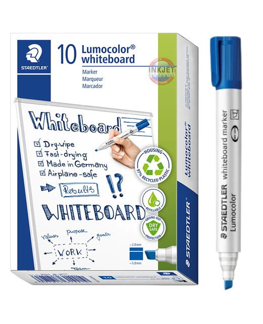 Whiteboard Marker Chisel Staedtler Lumocolor Blue Box of 10