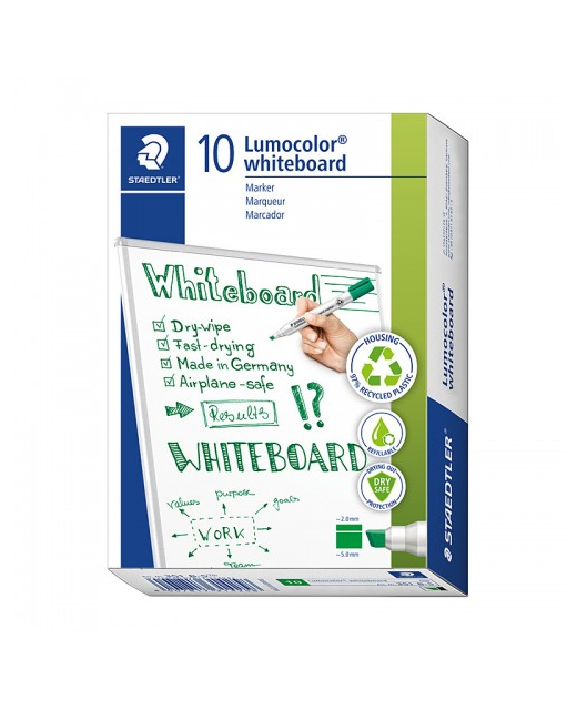 Whiteboard Marker Chisel Staedtler Lumocolor Green Box of 10