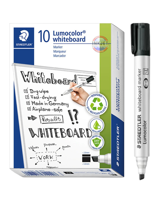 Whiteboard Marker Chisel Staedtler Lumocolor Black Box of 10