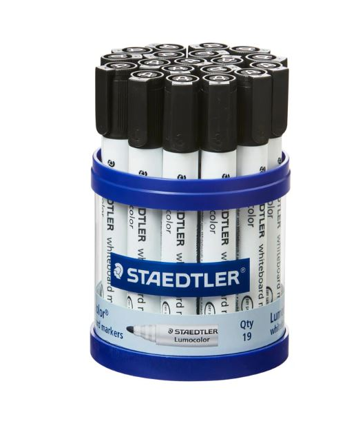 Staedtler Lumocolor Whiteboard Marker Bullet Black Box of 19