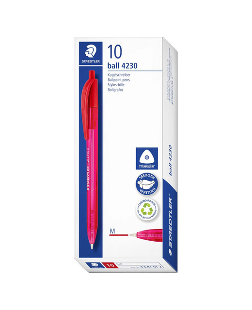 Triangular Medium Ball Pen Staedtler 1.0mm Red 10 Pack