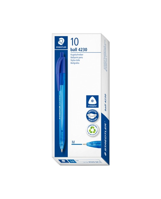 Triangular Medium Ball Pen 1.0mm Staedtler Blue Box of 10