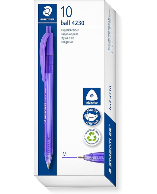 Triangular Medium Ball Pen 1.0mm Staedtler Violet Box of 10