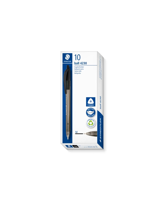 Ball Pen  Staedtler Triangular Medium 1.0mm Black Box of 10